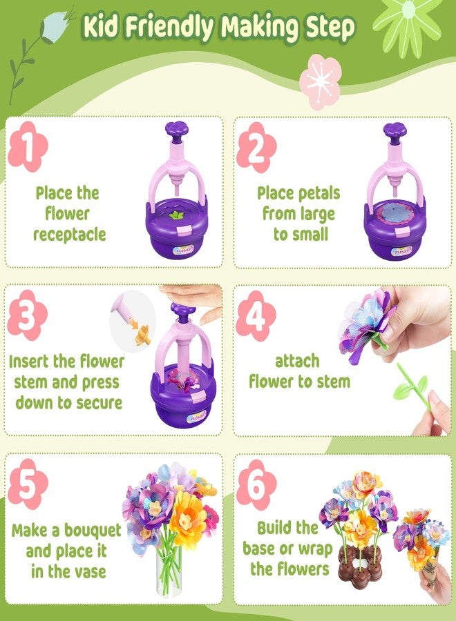 TingingYuli Arts and Crafts Kit for Kids Ages 4-8,Flower Bouquet Toys,DIY Flower Market Toys,Build Your Flower Bouquet,Educational Christmas Birthday Gifts for 3 4 5 6 7 8 9 Year Old Girls-Purple - Image 3